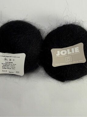 Tahki Jolie Yarn Black Angora Merino Wool Lot 2 Balls Color 5006 France